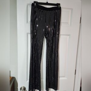 Black Sequin Flare Pants